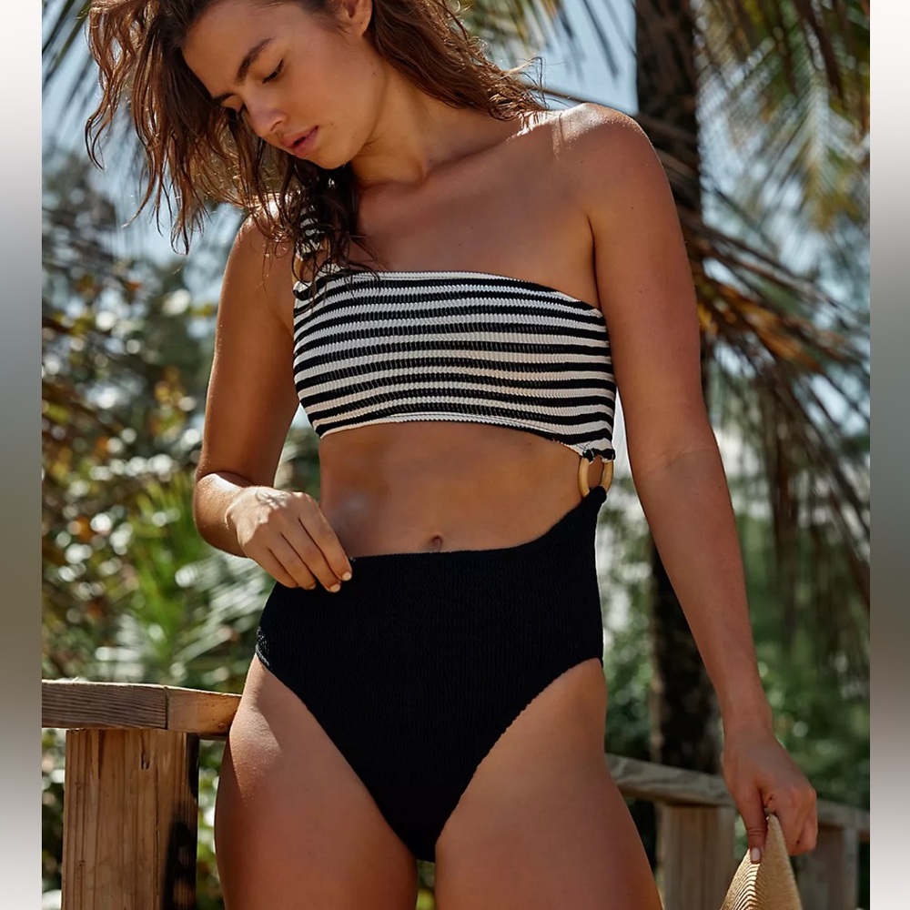 Free People Monochrome Striped Bikini